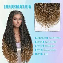 Density Of 180%32inch Boho Knotless Braided Wigs For Women Bohemian Box Braided Wigs Double Full Lace Braided Wigs With Baby Hair Synthetic Boho Braid - hình dạng - Xem 6