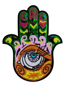 1个大号邪眼熨烫贴片，DIY服装配饰，刺绣缝纫熨烫贴花，适用于衣服、鞋子、包包、夏季装饰、学校用品 - 彩色 - 查看 9