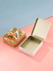 1pc Customizable Pattern Tin Can - Macaron Colors Available (Macaron White/Gold/Orange Etc.), Rounded Body With Smooth Tin Material, Metallic Luster, Tight-Sealing Lid Design - Moisture-Proof, Compact & Practical, Suitable For Tea Lovers, Jewelry Collectors, Home Organization Enthusiasts, And Students