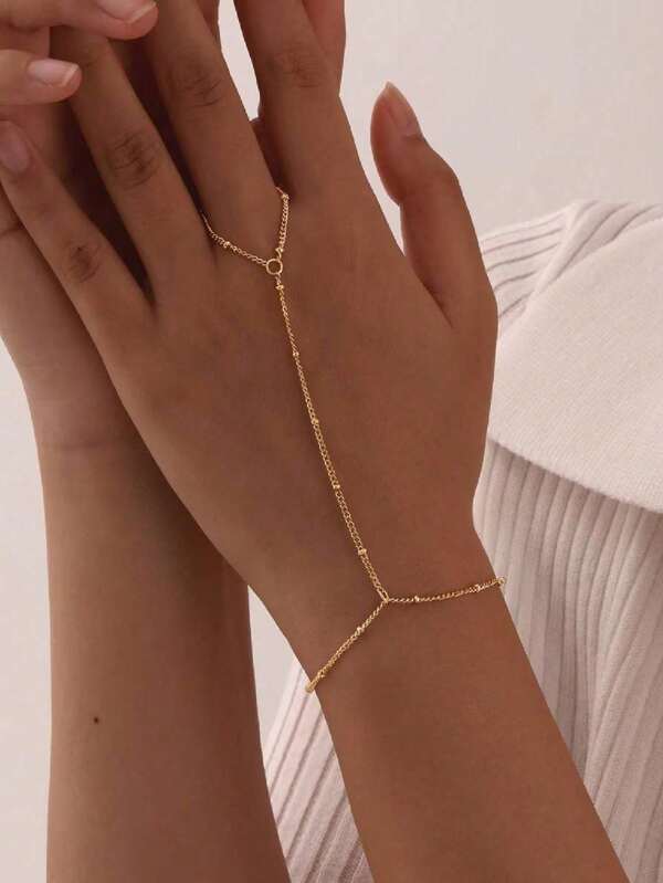 1 stuk minimalistische gepersonaliseerde handketting met vingerkettingontwerp, basisaccessoire voor dagelijks gebruik