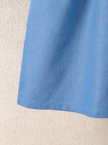 Young Girls' Preppy Style Embroidered Peter Pan Collar 2 In 1 Long Sleeve Patchwork Dress