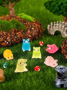 10/20 buc purceluși mini luminoși din rășină, strălucesc în întuneric roz, figurine de animale mici, ornament pentru grădină de zâne DIY, recipient de sticlă, decor pentru plante în ghiveci, meșteșuguri în micropeisaj, decorare de grădină, accesorii interioare auto, petrecere, cadou perfect de ziua de naștere