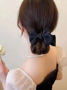 Elegant Large - Sized Bow - Adorned Hair Claw Clip: Non - Slip For Ponytails And Perfect For Bun Hairstyles - Ideal For Women And Girls,Hair Clips,Hair Accessories Hair Jaw Clip Hair Clamps Hair Clutch Hair Catcher Clip, Casual