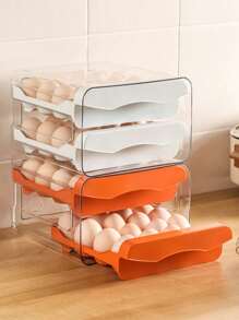 2-stöckige Schublade 32 Fach stapelbare Aufbewahrungsbox aus transparentem Kunststoff, Kühlschrankeierbehälter, Kühlschrankeierfach