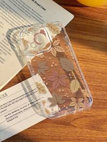 1pc Ins Style Autumn Maple Leaf Pattern Soft Phone Case, Full Coverage Anti-Slip Phone Cover Compatible With Iphone 11/12/13/14/15 Pro Max Waterproof Shockproof Anti-Fall Scratch Resistant,International Version, Not The Domestic Version - Multicolor - View 2