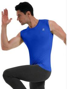GYHSRunhit Sleeveless Compression Shirt Men Top Athletic Muscle Shirts Men - 寶藍色 - 查看 6