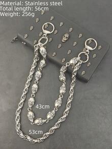 Y2K Stainless Steel Heavy Metal Skull Pants Chain Boy Hip Rock Fashionable Waist Luxury Accessories Summer New Holiday Gifts - Silver - View 7