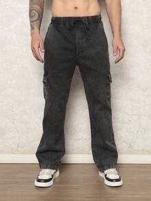 Men's Cargo Pants With Wide Pockets And Drawstring Waist, Ideal For Streetwear Maneuvers - JEANS CHUMPO - View 4