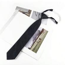 1 pieza Corbata clásica de lino de 6 cm de unicolor para hombre, color macaron