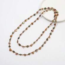 波西米亚海滩风格项链，彩色贝壳串珠长项链，女士款 - 綠咖混色 - 查看 3