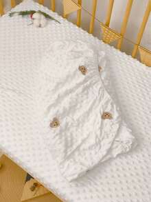 1pc Soft & Cozy Teddy Bear Plush Crib Fitted Sheet, Suitable For Autumn/Winter