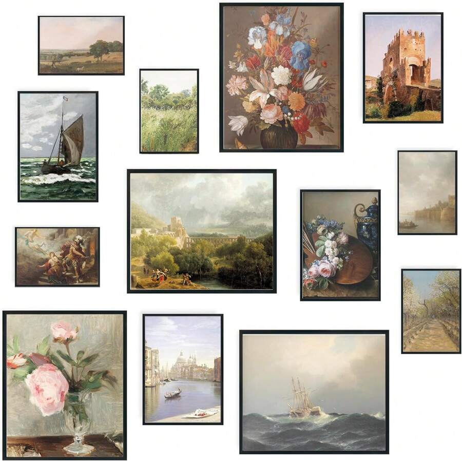 Victorian Decor For Vintage Wall Decor Unframed, Oil Paintings Landscape Wall Art For Living Room Farmhouse Wall Decor, Gothic Home Decor Aesthetic, French Country Modern Wall Art Prints, Gallery Wall Decor,10953781 - 薑色 - 查看 1