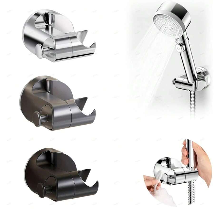 1PC Soporte de Cabezal de Ducha Ajustable con Ventosa Universal Sin Perforación Soporte de Cabezal de Ducha Removible y Reutilizable Base de Ducha JFHX - Negro - Ver 1