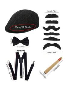 2/3/4/5 pièces D EXCEED Accessoires pour hommes des années 1920 : béret Gatsby, vêtements, accessoires vestimentaires des années 1920 pour hommes, pour Halloween, bal de promo