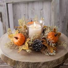 1pc Elegant Halloween Autumn Theme Decorative Candle Wreath. An Ideal Choice For Halloween Home Decor. Perfect For Decorating Your Dining Table, Fireplace Mantel Or Sideboard During The Halloween Season, Adding A Cozy Holiday Atmosphere To Any Space. (Candles Not Included) Halloween Decor, Room Decor, Christmas Decor, Home, Christmas Gift, Christmas Decoration - Multicolor - View 10