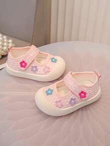 Zapatos de lona con estampado floral para niñas pequeñas, nuevos tenis de suela blanda y transpirables antideslizantes para primavera/otoño