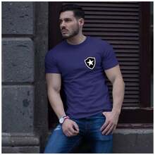 Camisa Masculina Camiseta Básica 100% Algodão Premium Time Futebol Botafogo - Preto - Visão 3