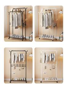 Wieszak na ubrania dwuwarstwowy, duża pojemność, wielofunkcyjny wieszak na ubrania do sypialni, przenośny wieszak na ubrania, pionowy wieszak na ubrania, łatwy w montażu, wygodny do przenoszenia, odpowiedni do sypialni, salonu i ekspozycji w sklepie odzieżowym