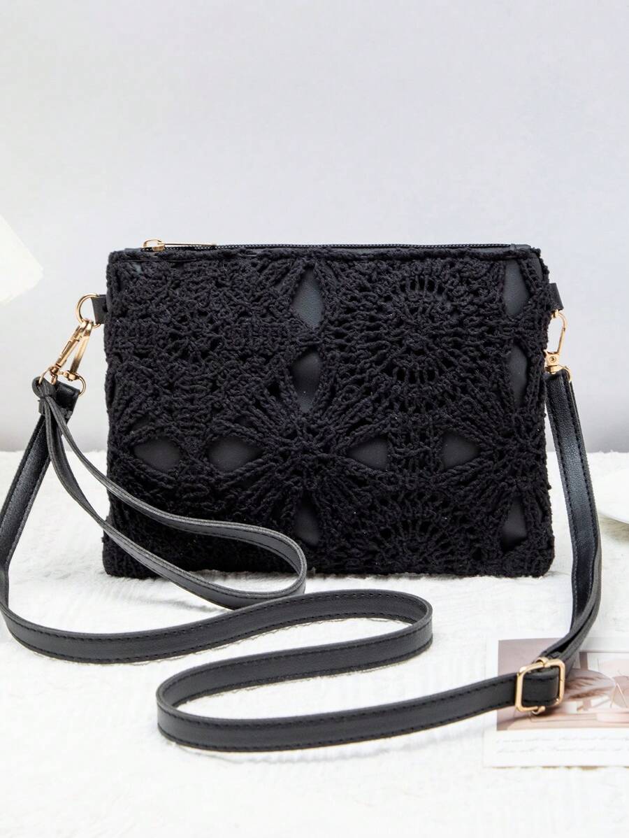 Mini Beach Bag, Wristlet Coin Purse, Shoulder Crossbody Bag For Women, New Versatile Small Shoulder Bag, Wholesale Unique Sweet Square Bag, Spring/Summer - Black - View 1