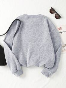 Fashionable Women's Halloween Costume, Comfortable Sports Sweatshirt, Pumpkin, Vampire, Spider Pattern, Light Gray Sweatshirt, Suitable For Halloween And Autumn Wear. - Light Grey - View 3