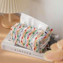 多巴胺纸巾袋刺绣纸巾盒车载纸巾架客厅茶几高档编织餐巾收纳袋 - 彩色 - 查看 6