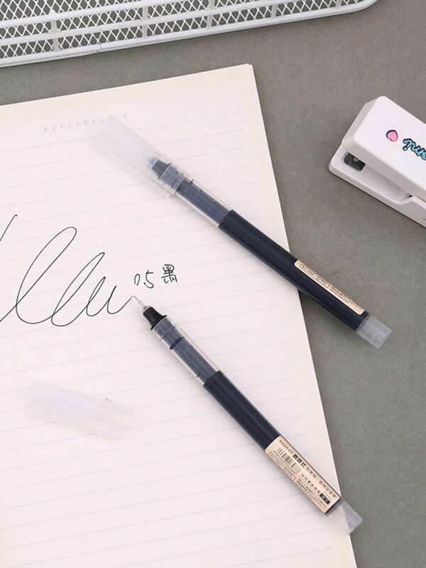 10pcs Instant-Dry Liquid Ballpoint Pen - 0.5mm Fine Tip For Testing/Signatures, Black & Blue Ink Smooth Writing Pen For School & Office Stationery