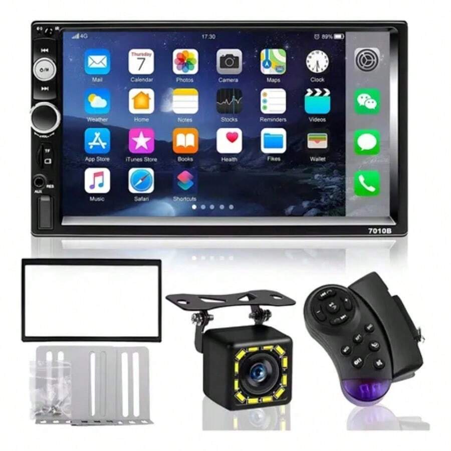 Autoestéreo 2din Bluetooth táctil 7 inch y cámara: estéreo multimedia para coche, pantalla táctil de 7", conexión sin cables, incluye cámara de reversa - por defecto - Ver 1