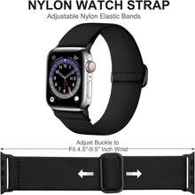 Adorve Stretchy Band Compatible With App1e Watch Band Ultra 2 49mm 46mm 45mm 44mm 42mm 38mm 40mm 41mm Men Women, Soft Nylon Elastic Braided Strap Bands Series 10/SE/9/8//6/5/4/3/2/1 - 深酒紅色/星光色/煙燻紫/沙粉紅/松綠色 - 查看 9