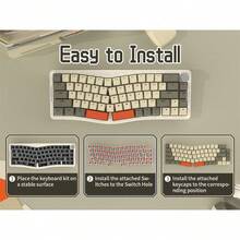 ATTACK SHARK AKS068 Wired Mechanical Gaming Keyboard, 65% Alice Layout, Hot-Swap, Gasket Mount, RGB, VIA Programmable Button, NKRO TKL, Pre-Lubricated Red Linear Switch For PC/Windows - 灰米橘 - 查看 8