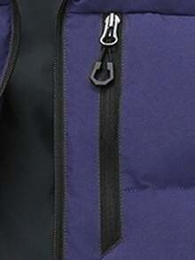 Chaleco con capucha con cordón para hombre, acolchado, para otoño e invierno - Azul Marino - Ver 4