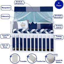 Baby Magic Island Tổ em bé + Nôi vải lanh Crown Royalty Hoàng tử và công chúa - Màu xanh hải quân - Xem 6