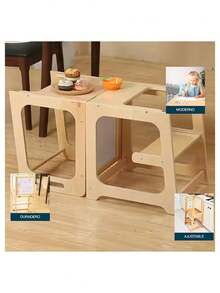 3-In-1 Montessori Learning Tower. Bluelander (90 * 43 * 40 Cm) - Brown - View 2