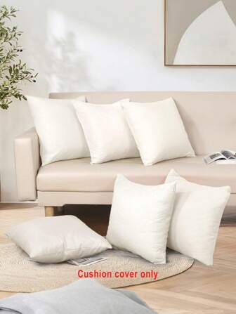 2pcs/4pcs/6pcs Blank Linen-Like Square Pillow Covers Without Fillings, Hidden Zipper DIY Decorative Cushion Covers For Bedroom & Living Room