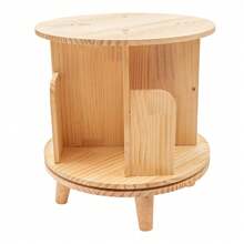 YUNRUX Book Organizer Bookcase Bookcase Standing Shelf Mini Wooden Side Table Rotatable 4 Compartments - Ginger - View 6