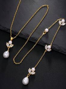 1pc Fashionable & Simple European And American Style Water Drop Backless Body Chain Necklace With Tassel For Women