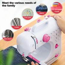 12-Stitch Pink Mini Electric Sewing Machine - Double Thread Household Sewing Machine, UK 220V - UK Plug(220-240V) - View 8