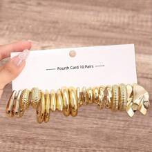 1 Pair/10 Pairs/40 Pairs Oversized New Style Gold-Color CCB Minimalist Resin Fashion Earring Set, Suitable For Daily Wear (Plastic Material) (Not Metal) (Inexpensive Material) (Rough Workmanship) (Discrepancy Between Picture And Actual Size, Color) Customers Who Prefer Quality Earrings Should Purchase Cautiously