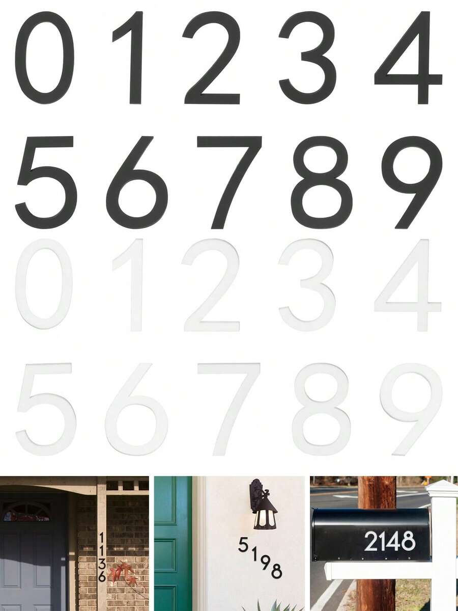 高品质独立3D亚克力邮箱号码门牌号，0-9数字，亚克力门牌地址标识贴纸，自粘式，耐候性强，3D立体效果。使用这些门牌号，您的地址清晰可见。适用于住宅、花园、邮箱、仓库、办公室、公寓、酒店、餐厅、咖啡厅、停车场、商业楼宇等各种场所。