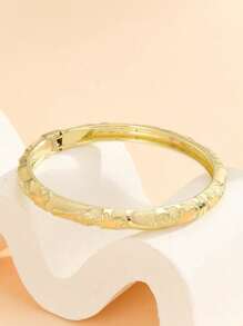 rundraw 1pc Fashionable New Bohemian Style Gold-Plated Enamel Bangle, Suitable For Girls And Women