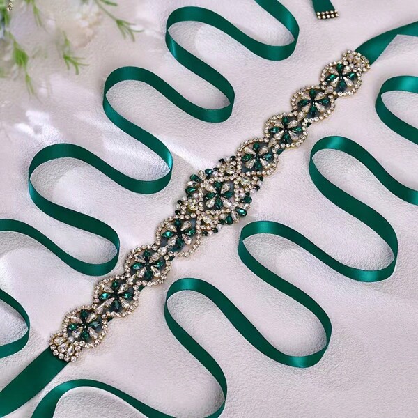 1pc Rhinestone Bridal Satin Waist Belt, Luxurious Crystal Waist Belt Suitable For Wedding, Party, Formal Dress Waist Decor Accessory