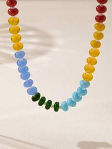 1pc Boho Chic Style Elegant & Sweet Colorful Acrylic Beaded Necklace, Women Holiday Birthday Date Night Party Travel Shopping Casual Daily Accessory - Colorful - View 10