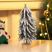 1 Piece Mini PE Flocked Snow Effect Christmas Tree - Tabletop Artificial Tree With Scene Arrangement Decorations - Perfect For Indoor Holiday Decor, Christmas Decoration, Christmas/New Year Gifts - Multicolor - View 9