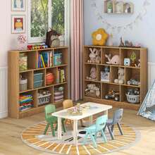 Lifezeal 10-Cube Bookcase For Kids 41"Wooden Toy Storage Organizer For Kid's Room - Natural - View 10