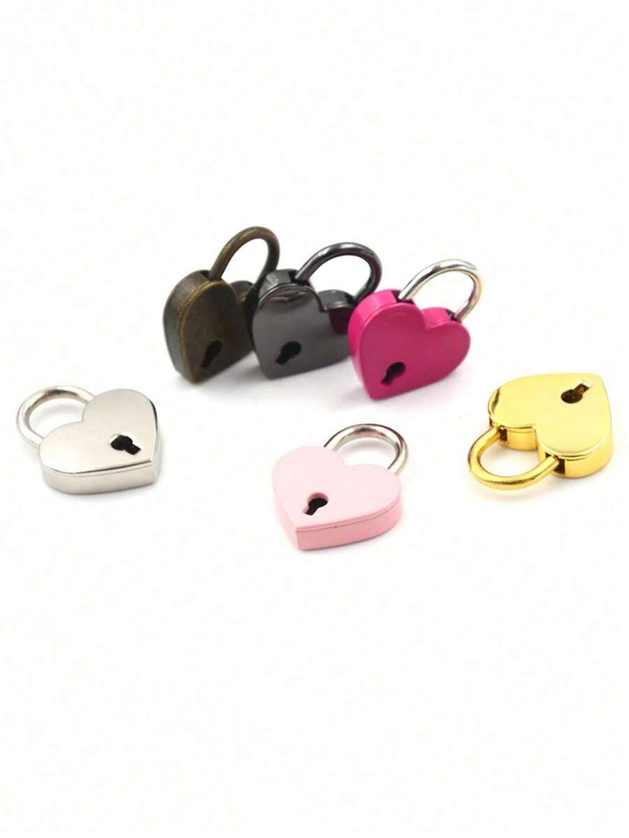 1 件心形金属挂锁（带钥匙），迷你心形挂锁，旅行心形锁，迷你锁（带钥匙），适用于珠宝盒