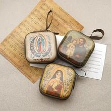Portable Virgin Mary Prayer Rosary Storage Bag Zippered 7x7cm Religious Articles Elegant Cartoon Christian Jewelry Box Devotees - Multicolor - View 6