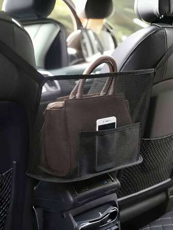 1pc Extra Large Canvas Car Storage Bag - Versatile And Durable Vehicle Accessory, Ideal Backseat Organizer Net For Effortless Storage Of Phones, Documents, And More - Perfect Storage Rack And Phone Document Pouch For Women, Essential Travel Organizer For Back To School, Dormitory Storage, And Stylish Fall Decor, Perfect For Holiday Road Trips And Seasonal Adventures