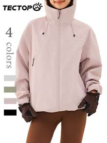 TECTOP Women's 3-In-1 Outdoor Softshell Jacket For Autumn/Winter, Thermal Lined, Hooded Design, Abrasion-Resistant Outer Shell, Essential For Hiking And Trekking - Pink - View 2