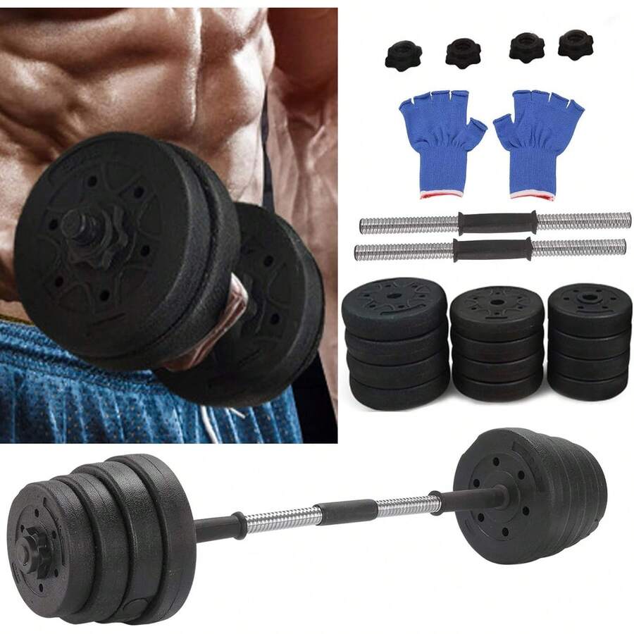 30kg Dumbbells Set Adjustable Barbell Hand Weight Lifting Training For Home Gym Strength Exercise Bodybuilding (Including Gloves) - Variant1 - View 1