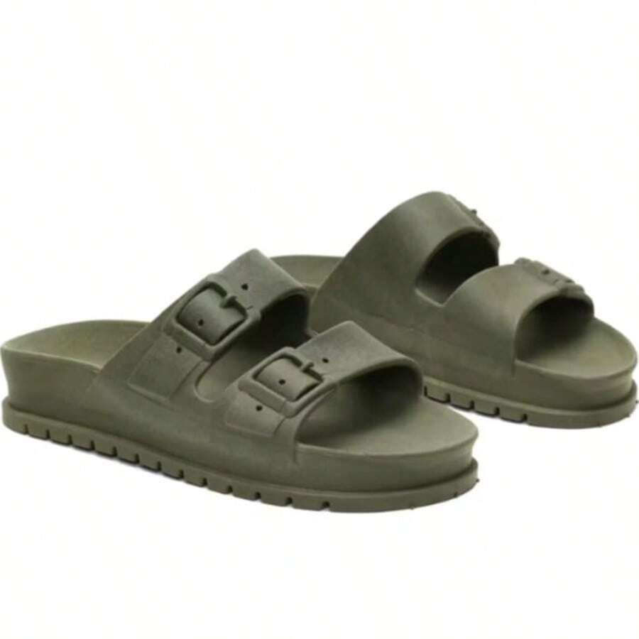 Orthopedic Slide Sandal High Sole Platform Comfortable Anatomical Antistress Women's Unisex - 軍綠色 - 查看 1