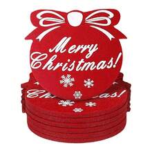 8pcs/16pcs Christmas Table Decor Placemats, Thick Felt Material Anti-Slip Tableware Pads, Merry Christmas Absorbent Coasters For Tea/Water Cups, Suitable For Holiday Party Table Decorations - Red - View 9